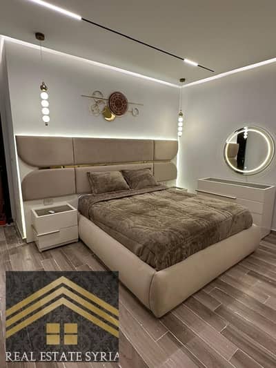 Apartment in Wosal Compound for monthly rent, furnished with three rooms, three bathrooms, super lux finishing, fully furnished with elegant furniture from the finest brands, fully air-conditioned, prime view of the club and garden 30000