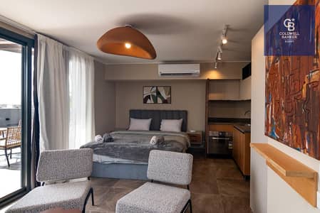 Studio for rent in Sodic Villette, featuring high-quality, modern, luxury hotel-style finishes, and fully equipped with furniture and appliances.