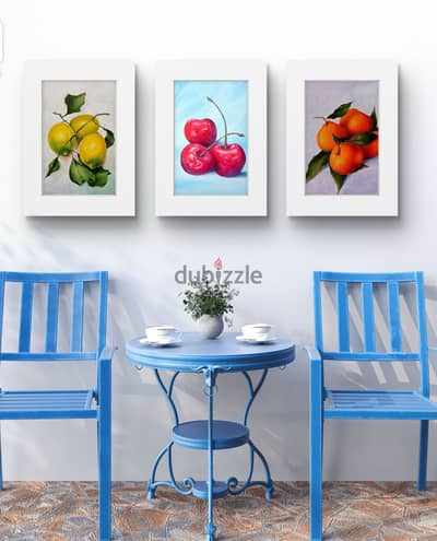 Lemons Mandarins Cherry oil paintings