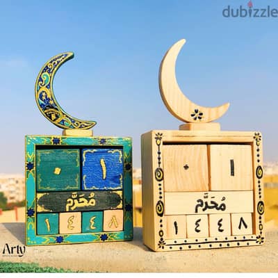 كالندر هجري خشبي هاند ميد | هدية مميزة وديكور  للمنزل والمكتب