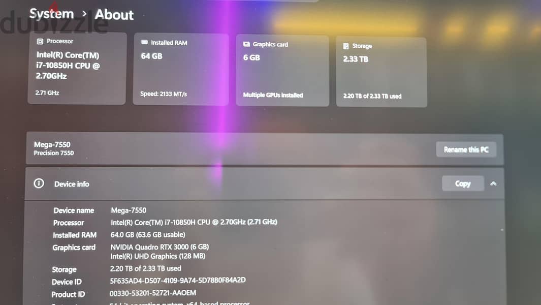 dell precision 7550 8