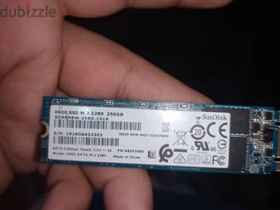SSD M. 2 SanDisk سعة 256 جيجا – صحة 100%  الوصف: