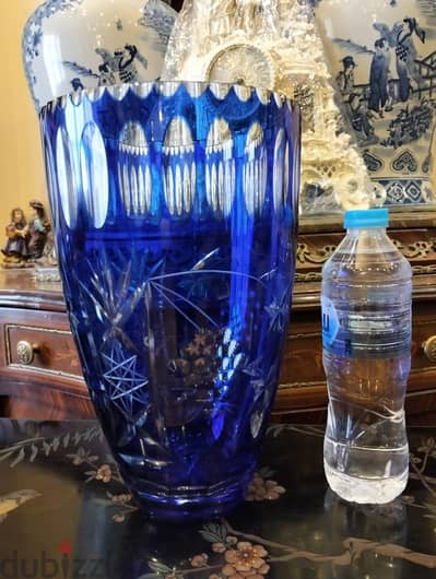 فازة كريستال بوهيمي تشيكي اصلي هاند كات ارتفاع 30سم قطر 20سم Bohemian