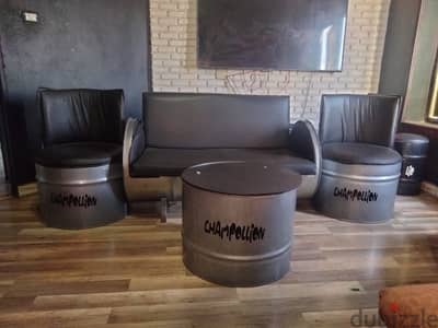 طقم كافيه براميل مودرن (ركنة إندستريال) مميز جداً للبيع