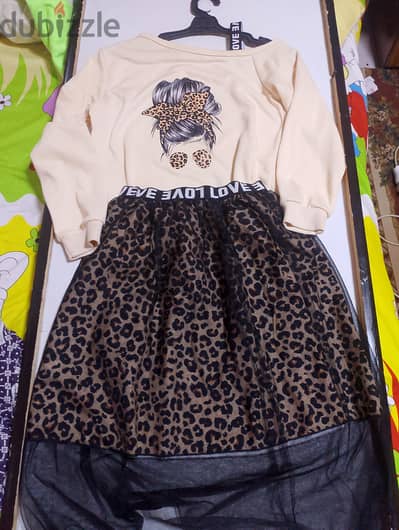 فستان SHEIN قطعتين (توب+جيبة)مقاس 11-12 سنة