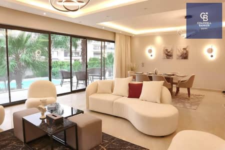 Own a modern, private garden apartment with a sea view in a prime location in Hassan Allam, opposite Al Rehab, with a 10% down payment and installment