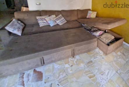 ركنة ثلاثية سرير مع كنبة صندوق