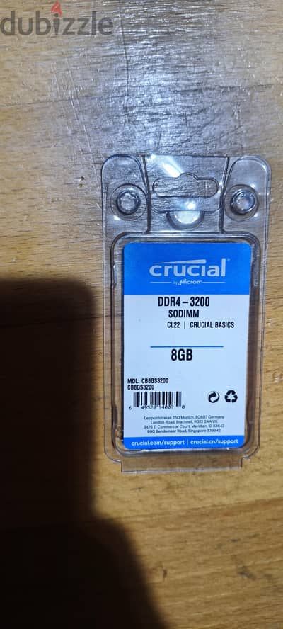 Crucial Ram Laptop 8GB 3200Hz