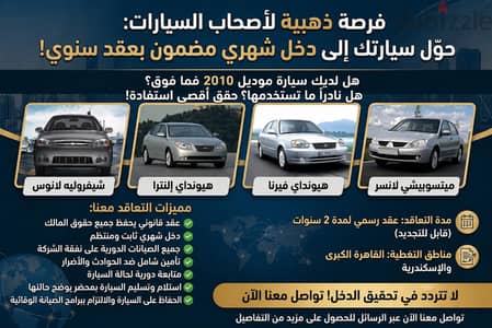 مطلوب سيارات للايجار من 2004