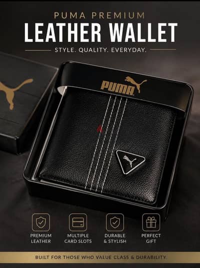 PUMA Premium Leather Wallet – Black Edition