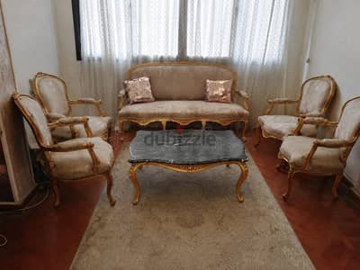 للبيع صالون ستيل ذهبى طراز فرنسى Louis XV Revival خشب زان
