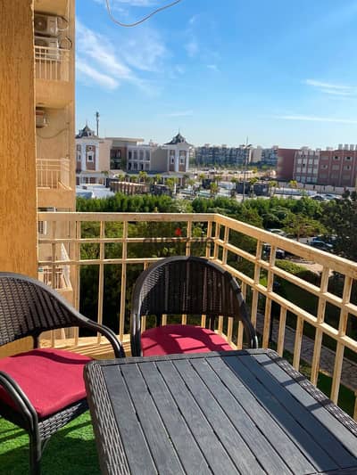 Fully furnished rental in Madinaty at the lowest prices; features a wide garden view and is available for immediate move-in.