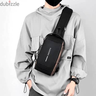 شنطة كروس وكتف بحزام خصر مضادة للسرقة مع قفل وبورت USB