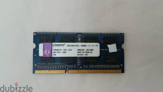  رامة لابتوب Kingston 4GB DDR3 1600MHz أصلية | PC3-12800S