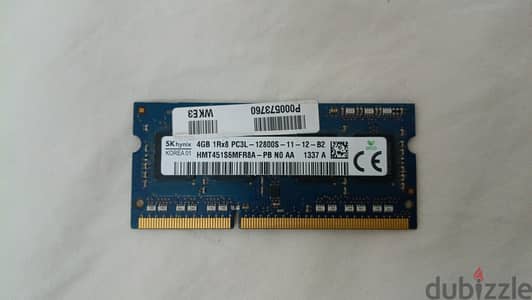  رامة لابتوب SK Hynix 4GB DDR3L 1600MHz أصلية | PC3L-12800S