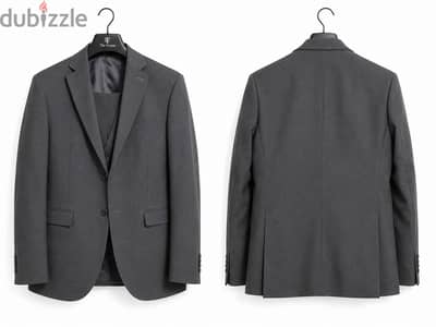 بدلة Tie House رجالي 100% Cotton - Slim Fit - مقاس 52 - لون رمادي