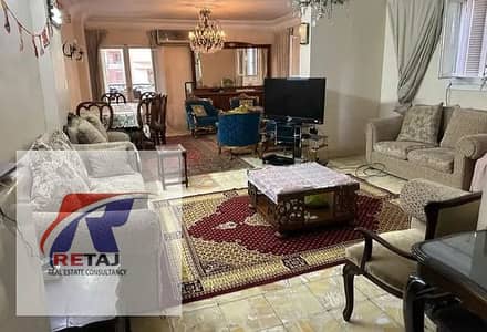 Furnished apartment for sale, 150 square meters net, in a prime location, steps from Abbas El Akkad Street, First District, Nasr City.