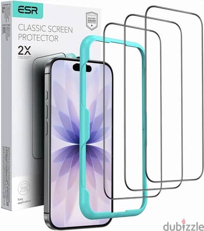 ESR Tempered Glass (3-Pack) for iPhone 16 Pro / iPhone 17 - Brand New