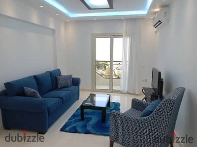 Furnished apartment for rent in Al-Ma'adi, Upper Meadow, Zahraa Al-Maadi, with hotel-style finishing. Area: 120 sq mConsists of 2 bedrooms, reception,