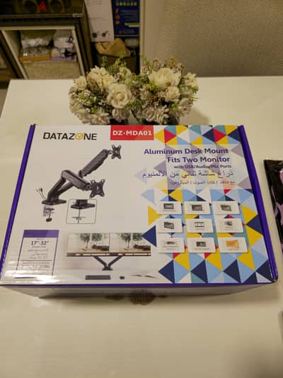 ​ ذراع شاشتين احترافي Datazone DZ-MDA01 بمنافذ USB - خامة ألومنيوم