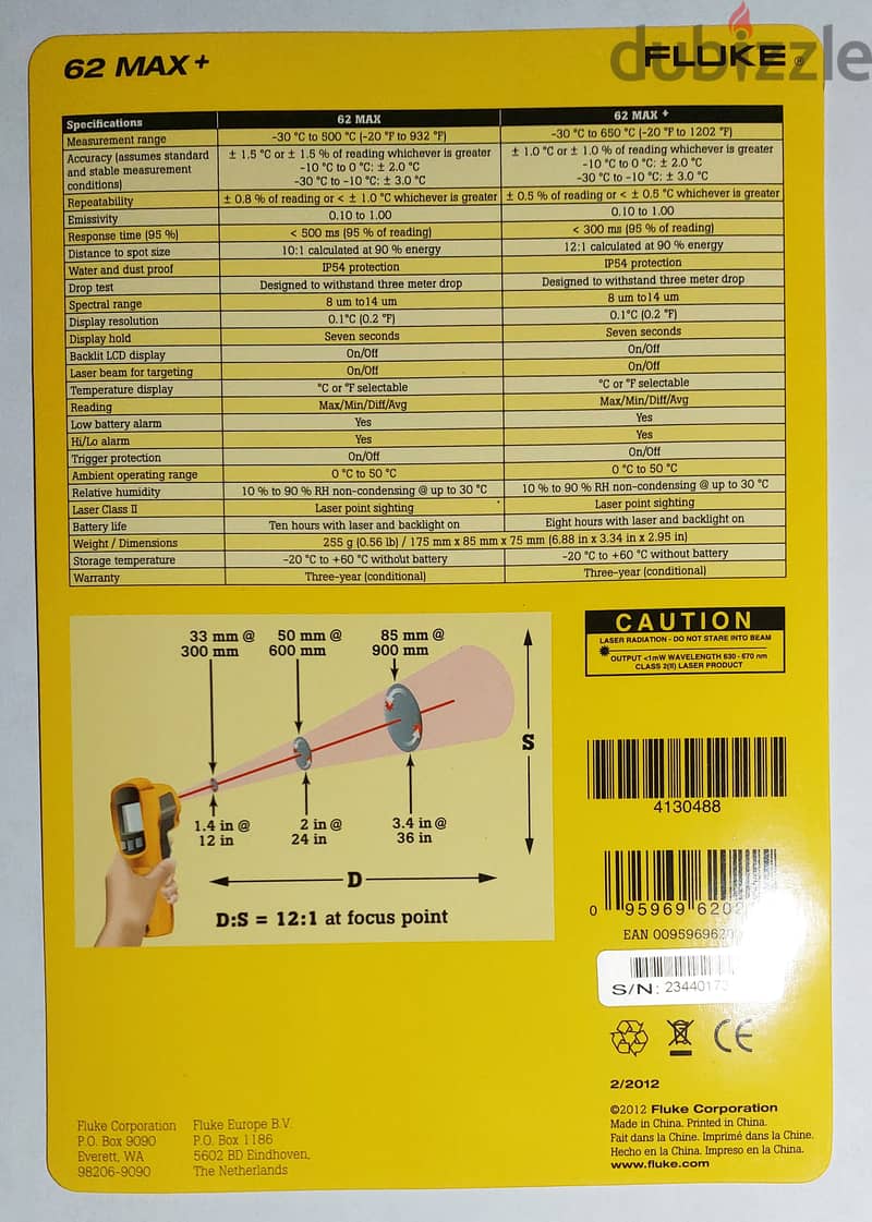 Fluke 62 MAX Plus Infrared (IR) Thermometer 8