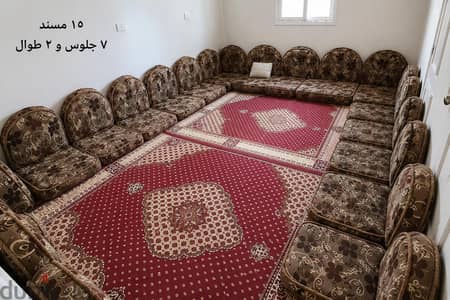 ركنة أرضية عربية قطن – 15 مسند + 13 جلسة – الأغطية قابلة للفك والغسيل