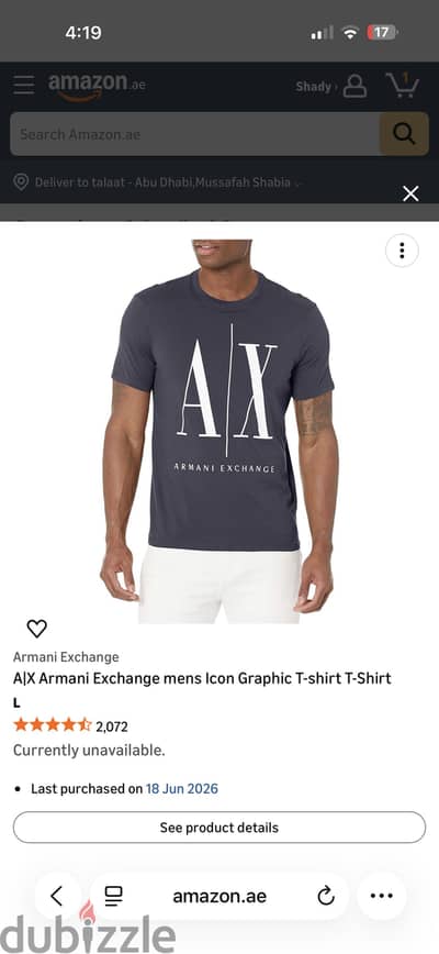 Armani t shirt new size large