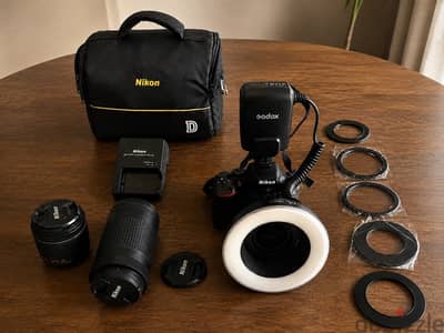 Nikon D5600 DSLR Camera + Godox ML 150 ii Macro Ring Flash