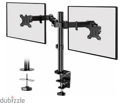 حامل شاشتين احترافي للمكتب | Dual Monitor Arm حتى 24 بوصة | جدي