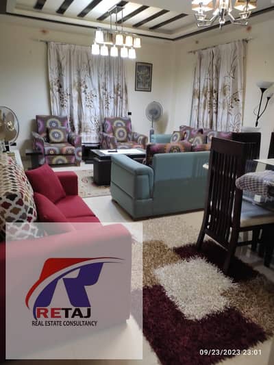 Furnished apartment for rent with air conditioning in Al Banafseg Buildings, First Settlement. Unit area: 140 square meters - Floor: Third (Apartment