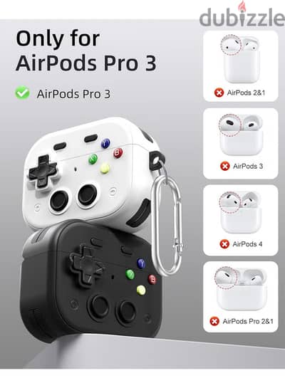 Case for AirPods Pro 3, Secure Lock Clip,Game Console, W. Cleaner Kit