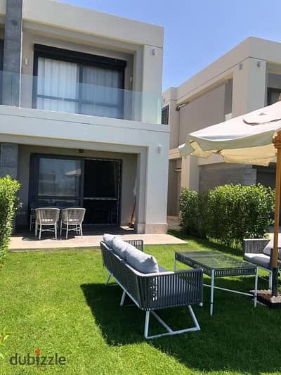Ground floor unit with a garden first row on the sea fully finished chalet for sale in La Vista Ras El Hekma North Coast near Alamein