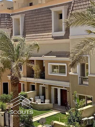 Corner S-Villa for sale in Sarai New Cairo with a private garden and 120 m rooftop. North-facing  open view garden & landscape, next Madinaty