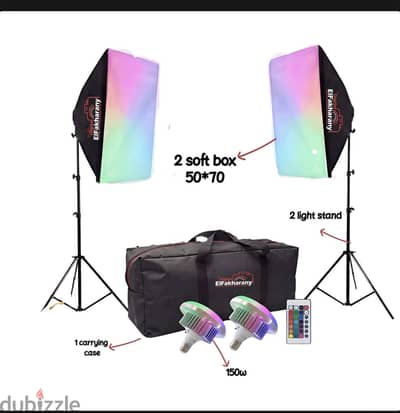 ELFAKHARANY DIGITAL FX-YPT1 Light Kit 2PC with Softbox RGB LED 2×85W