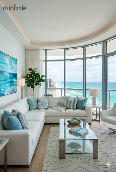 240m 3 rooms ready for immediate delivery for sale with super lux finishing - full sea and lagoon view in - Mazarine Alamein New Alamein North Coast