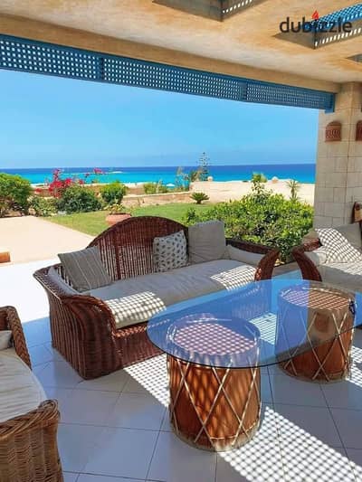 chalet with immediate delivery, fully finished, first row on the sea, for sale at the lowest price in La Vista Gardens, Ain Sokhna, next to Porto So