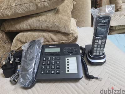 تليفون ارضى لاسلكى بوحدة ثابتة ووحدة لاسلكى