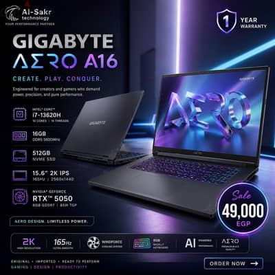 GiGaByte Areo A16 i7-13620H RTX5050 165Hz