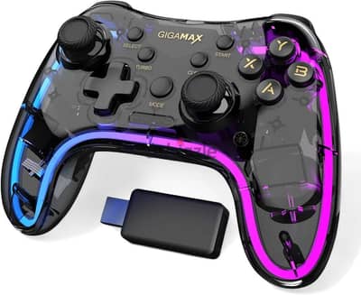 دراع اللاسلكية Gigamax GP-2024 RGB الشفافة مزودة بخاصية الاهتزاز