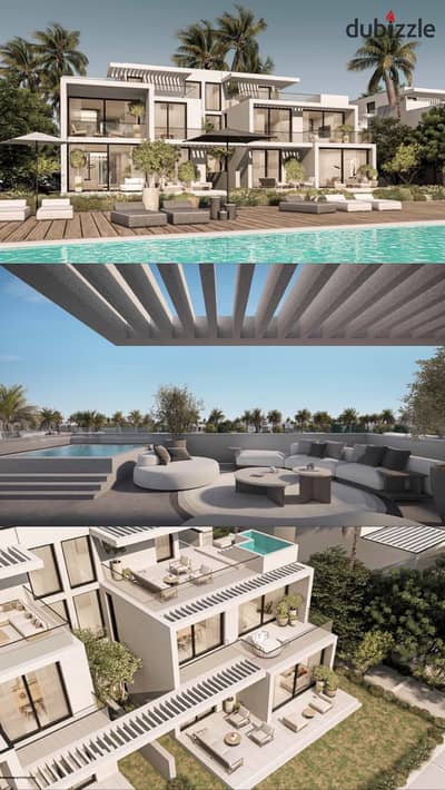 SKY VILLA for sale in The Med Ras Al Hikma | Rooftop with private swimming pool and direct sea and lagoon view