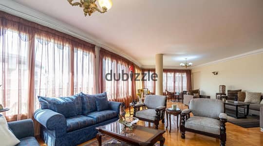 Furnished apartment for annual rent 220m / Smouha Mustafa Kamel Street modern buildings open views fully air-conditioned