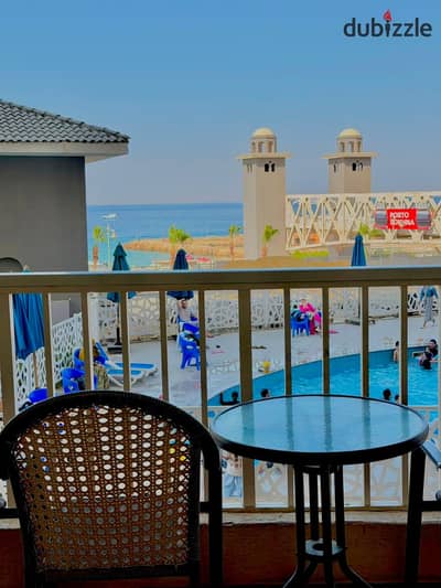 Chalet for rent in Porto Pyramids, Ain Sokhna 110m  two bedrooms  direct sea view  fully air-conditioned