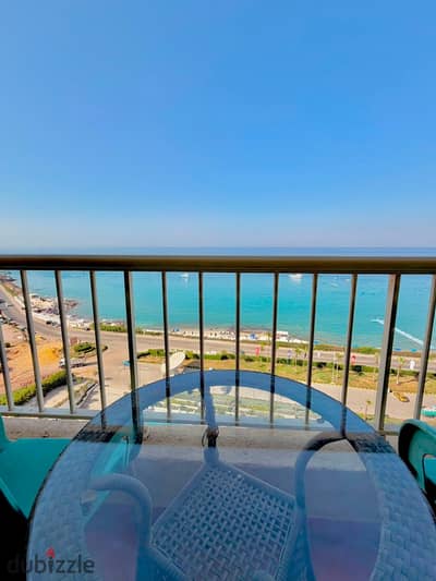 Chalet for rent in Porto Pyramids, Ain Sokhna  110m  Two bedrooms  Direct sea view  Fully air-conditioned
