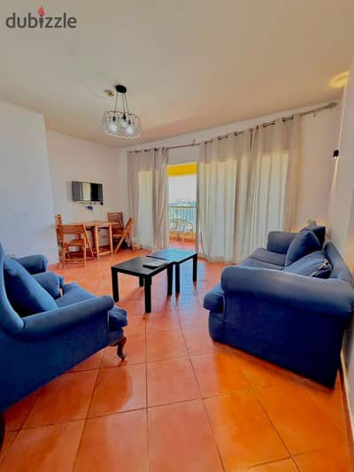 Chalet for rent in Porto Pyramids Ain Sokhna 110m  two rooms– direct sea view  fully air-conditioned