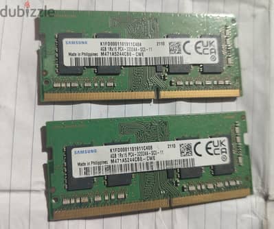 رمات 8 جيجا 4×2 DDR4 3200Mhz لاب توب