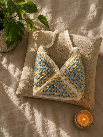 Handmade crochet shoulder bag