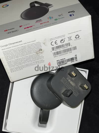 جوجل كروم كاست الجيل الثالث أصلي بالعلبة والشاحن (Google Chromecast 3)