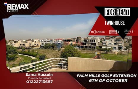 Luxury Twin House for Rent | First Row on Golf | Palm Hills Golf Extension