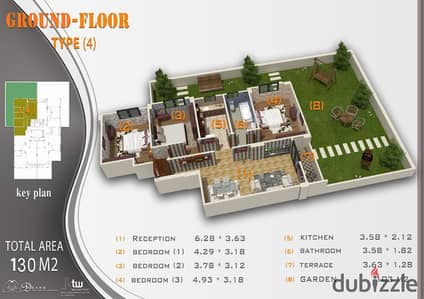 130 meters ground behind + with a private garden 103 meters second neighborhood New Heliopolis city