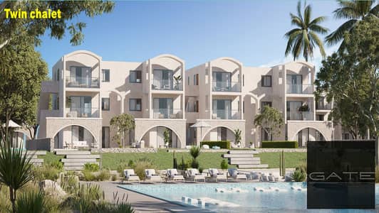 Twin chalet for sale, North-facing with sea and lagoon views, at Salt (Tatweer Misr) – North Coast; situated on a 43-meter elevated terrace (Zone B).